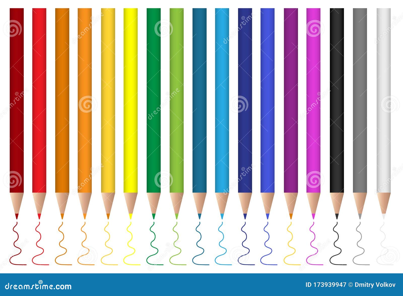 Pencils A Set Of Colored Pencils Vector Illustration Stock