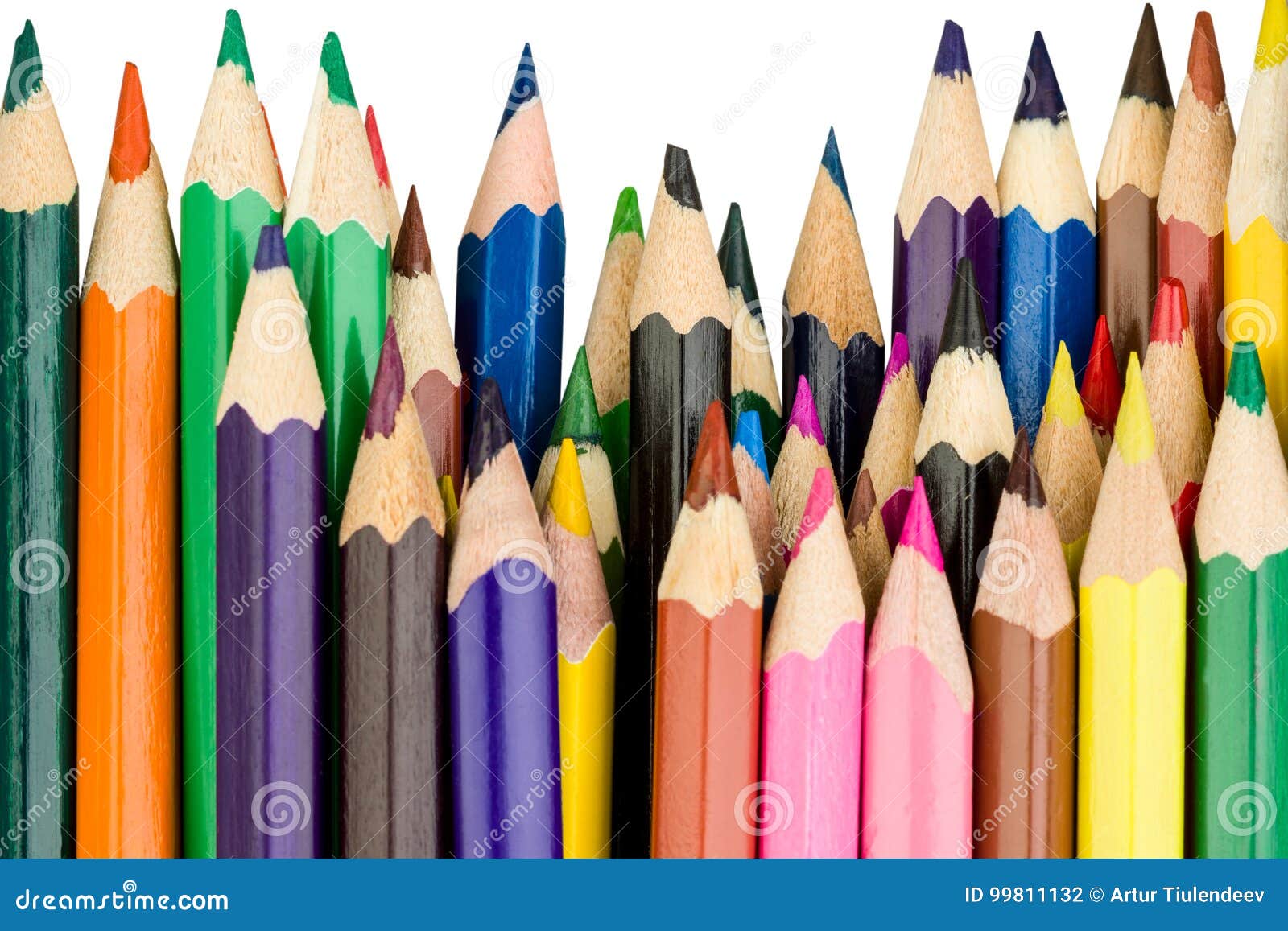 Colored Pencils in a Straight Row Stock Photo Image of college, group