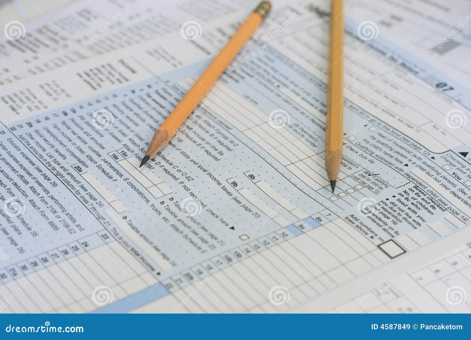 pencils on tax forms