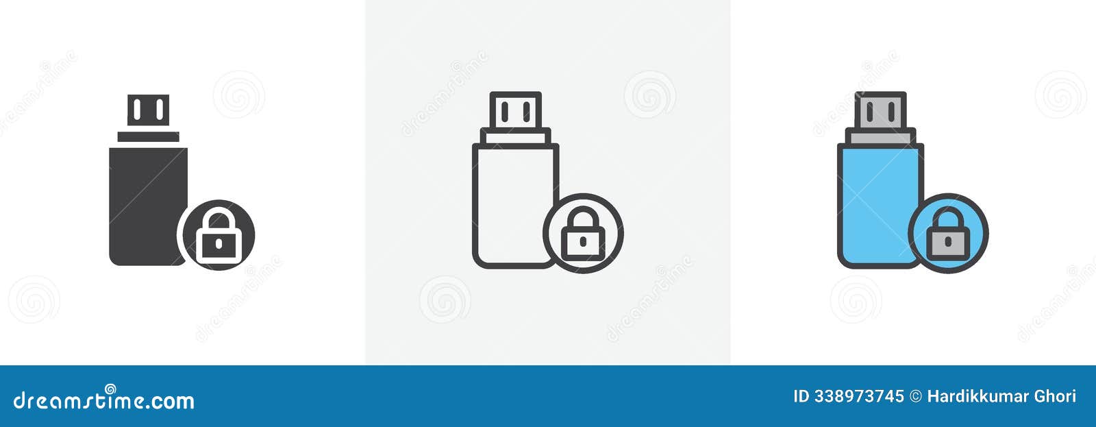 pendrive security icon  set on white background