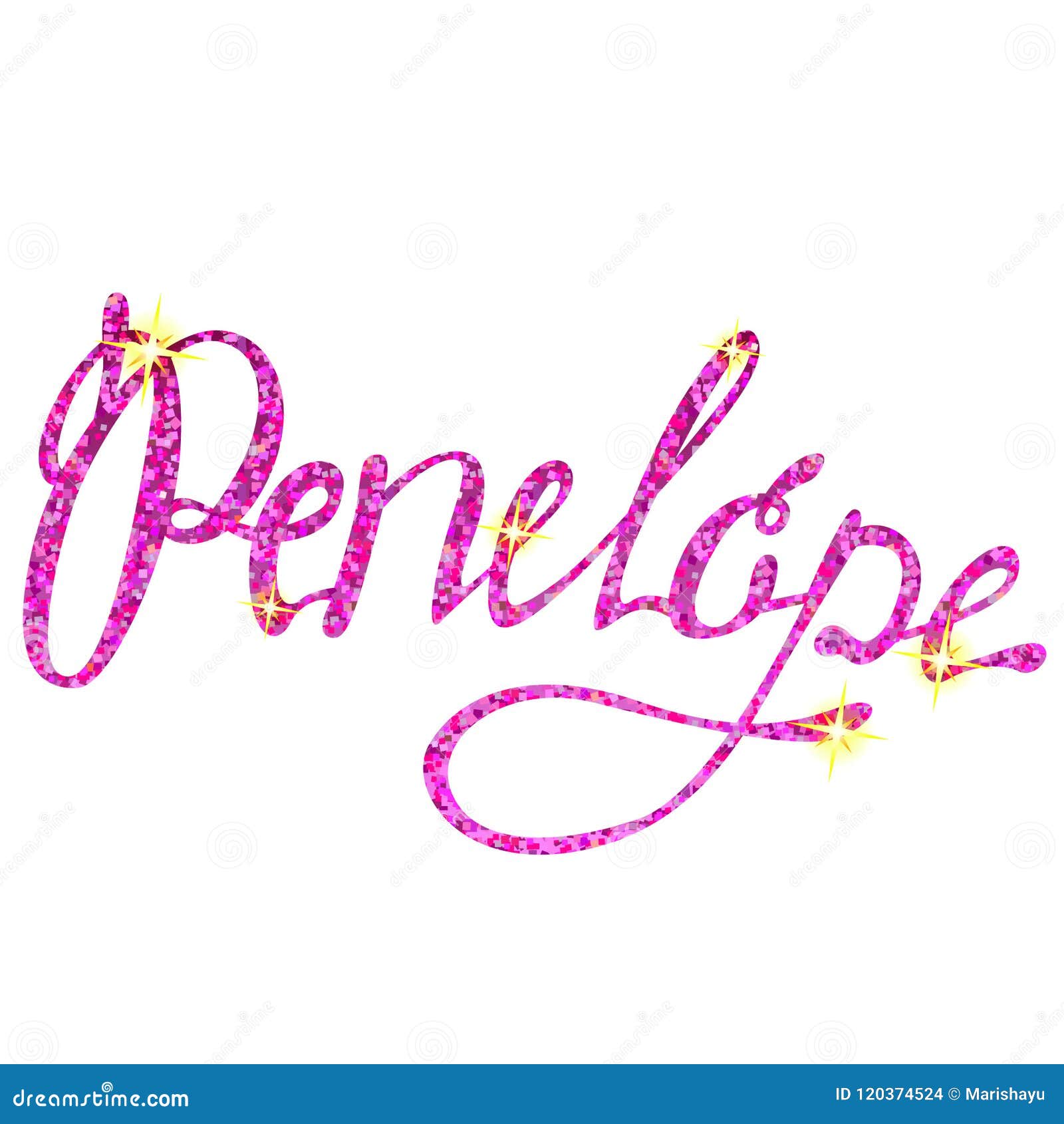 Penelope Name Lettering Tinsels Stock Vector Illustration of english