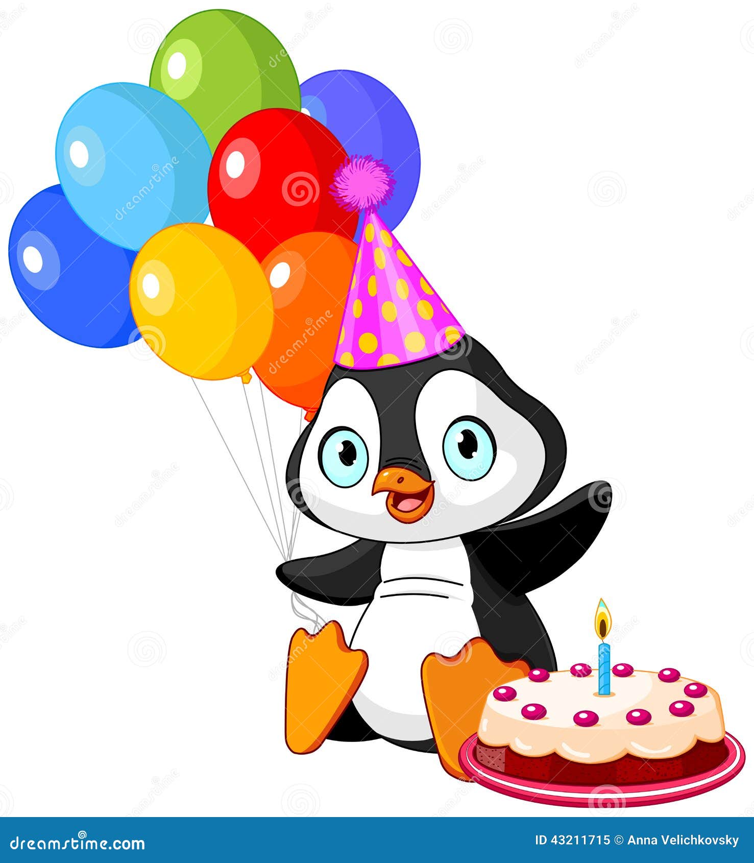 Penguin Celebrates Birthday Stock Vector Image 43211715