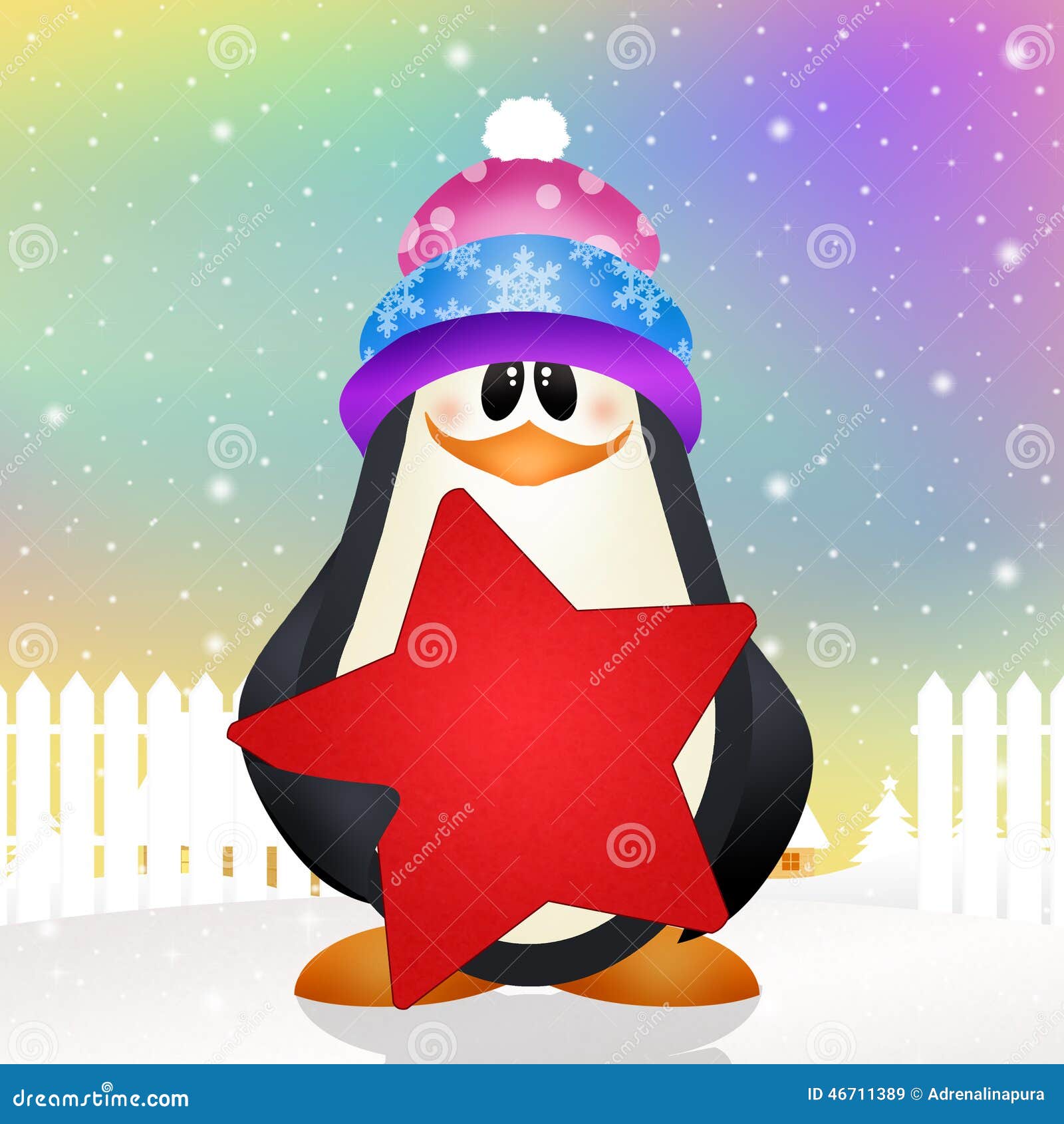 Penguin at Christmas stock illustration. Illustration of christmas