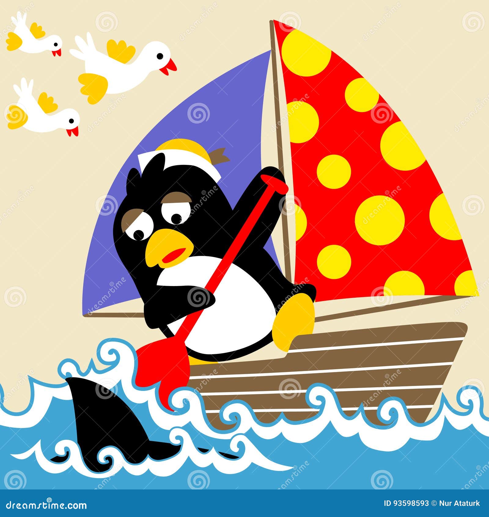 penguin sailboat sail