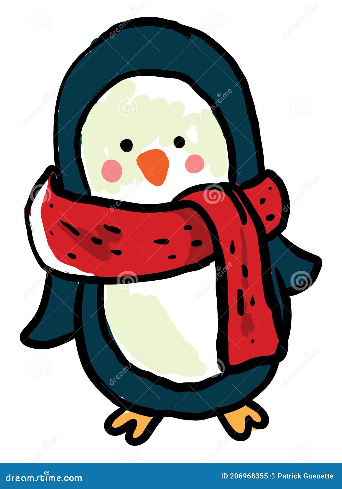 Penguin with Scarf, Illustration, Vector Stock Vector - Illustration of