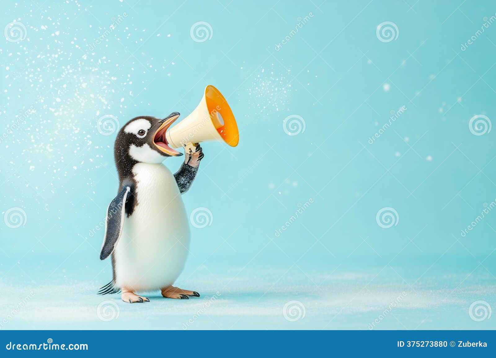 El Pingüino Habla Sobre El Fondo Del Invierno De Megaphone Stock de  ilustración - Ilustración de copia, hable: 375273880, image size:1600x1156