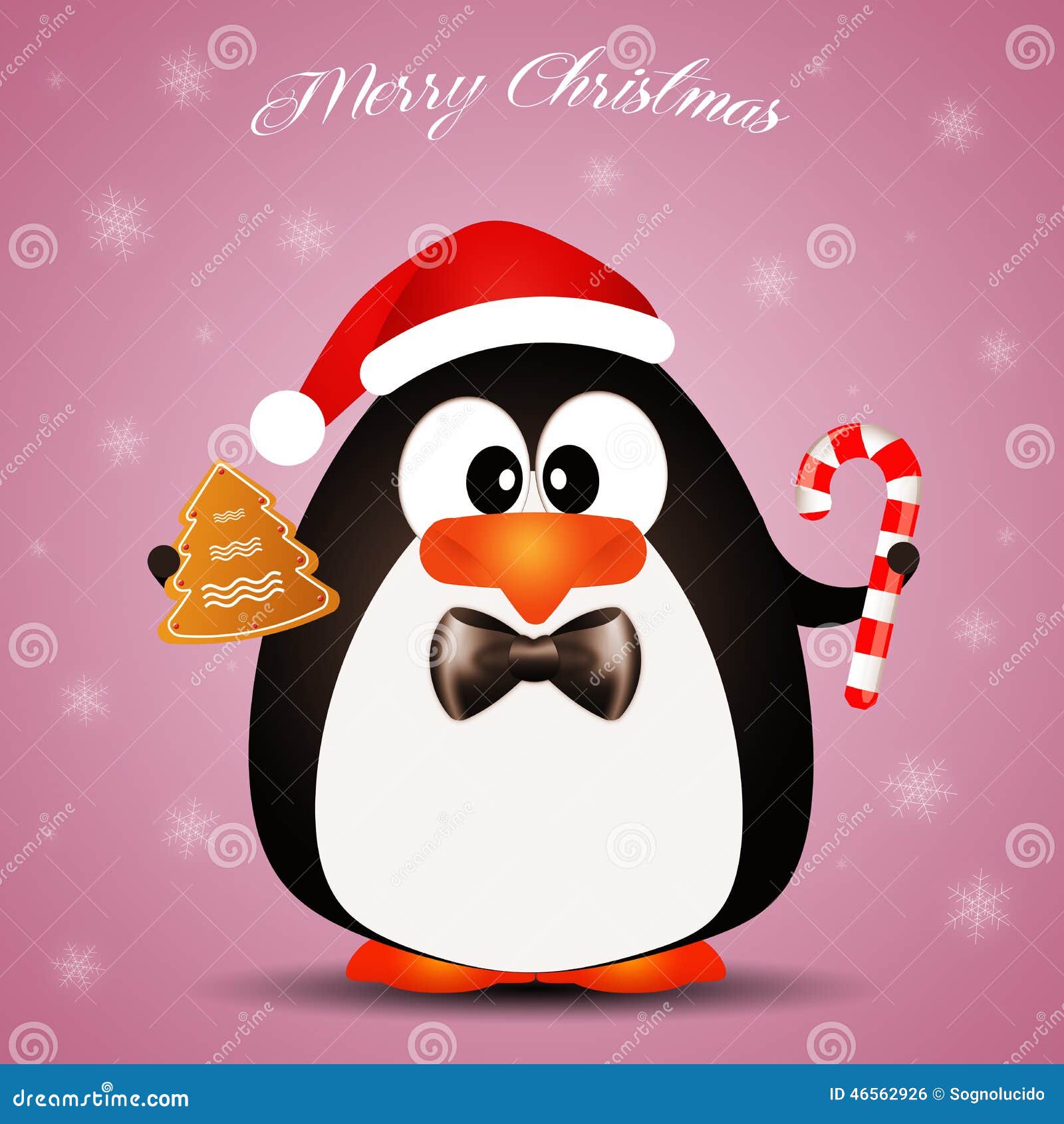 Penguin Wishes Merry Christmas Stock Illustration Illustration of