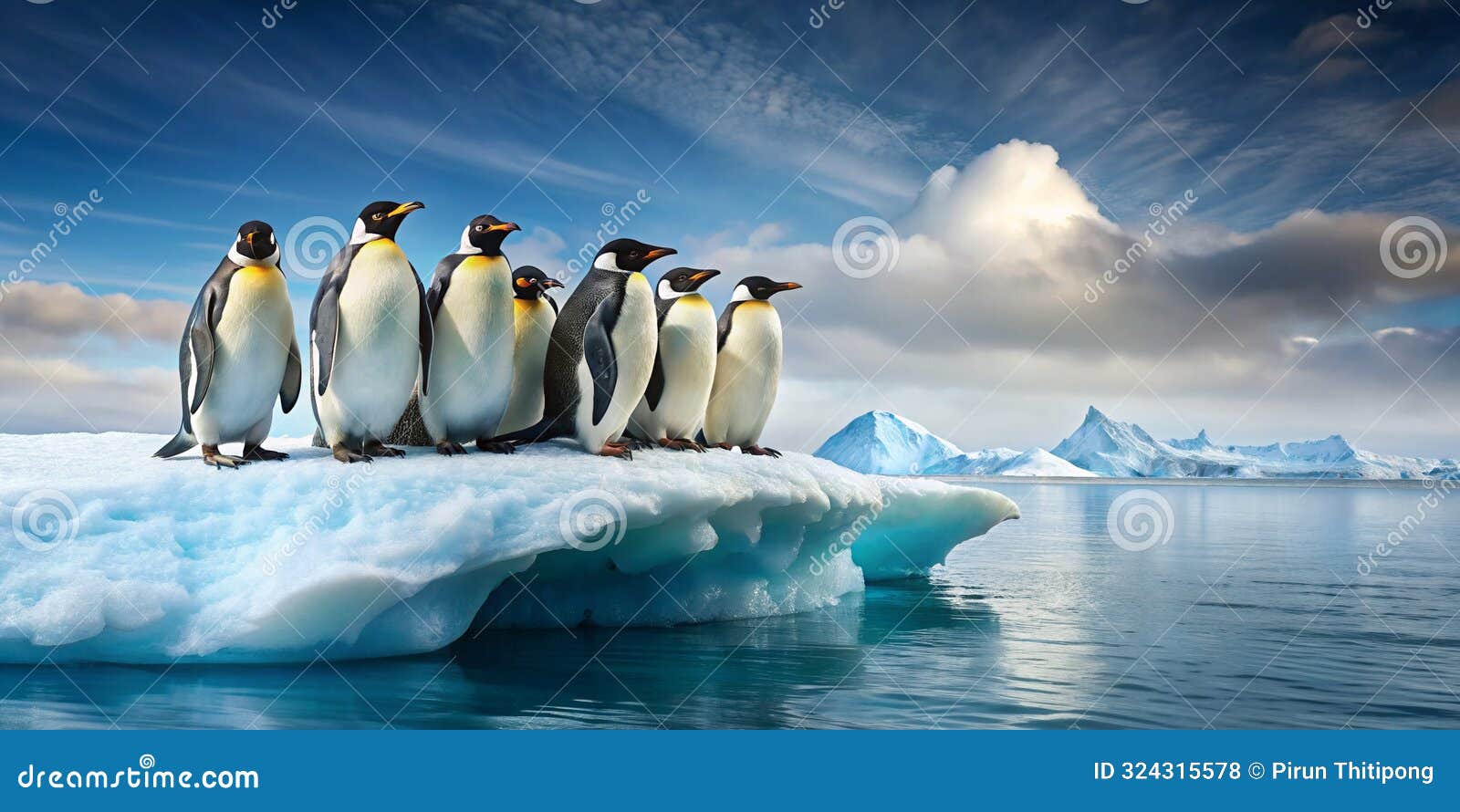 penguins relaxing on an ice floe ai-created content