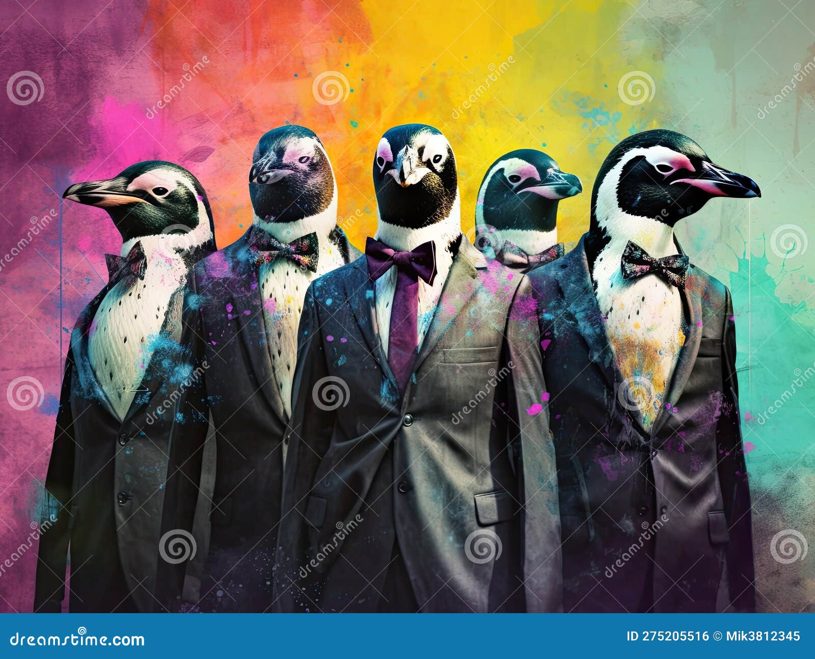 Penguins in suits. stock illustration. Illustration of winter 275205516