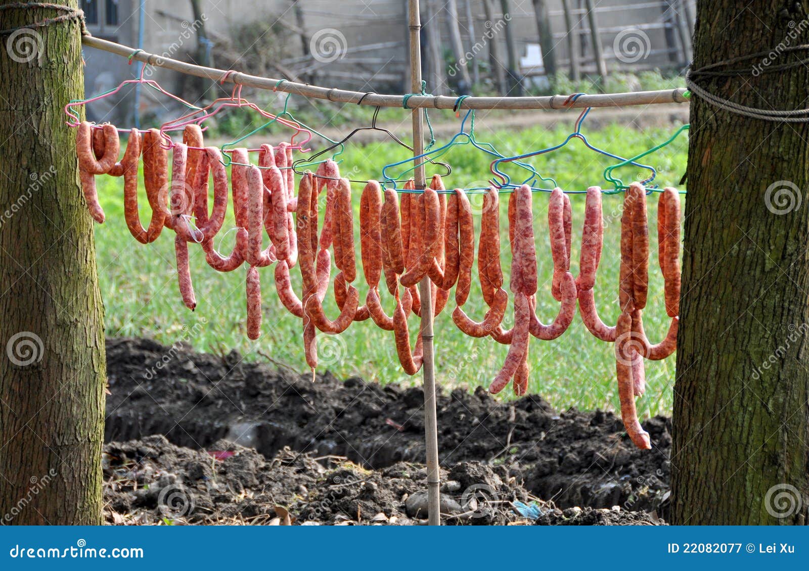 Pengzhou, China Curing Sausages Outside Stock Image Image of pole