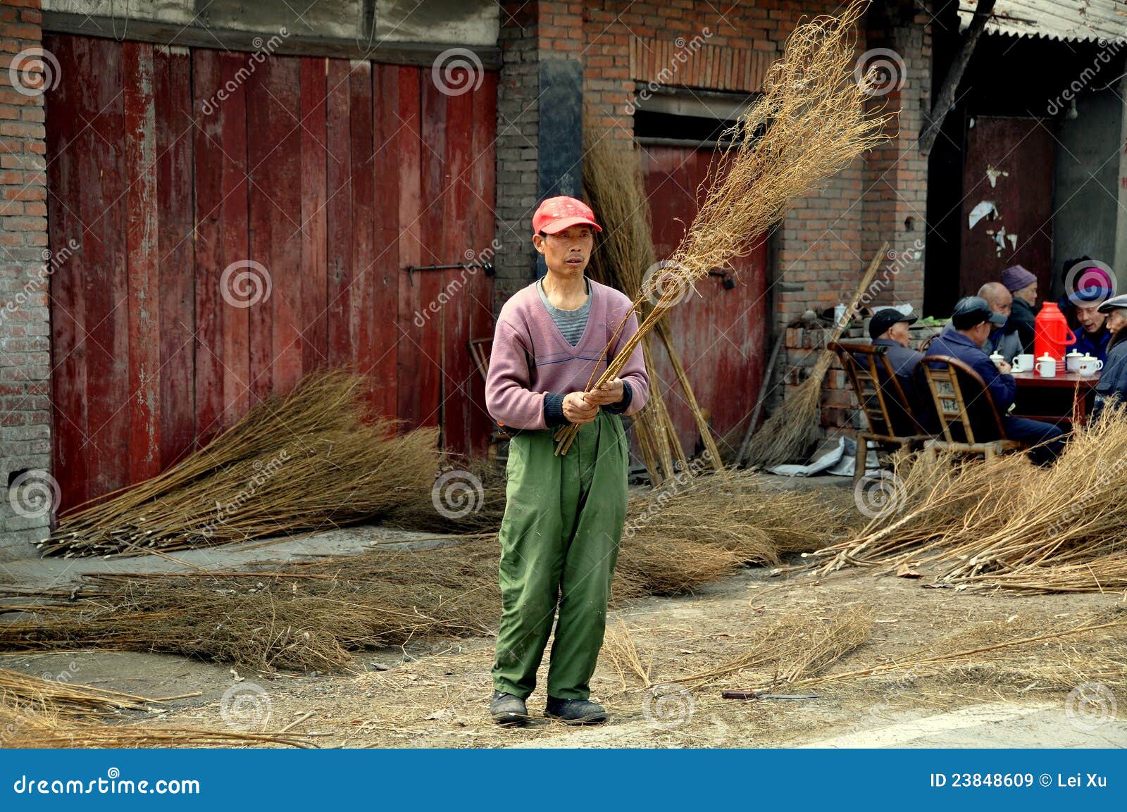 Pengzhou, China Man Making Brooms Editorial Stock Image Image of