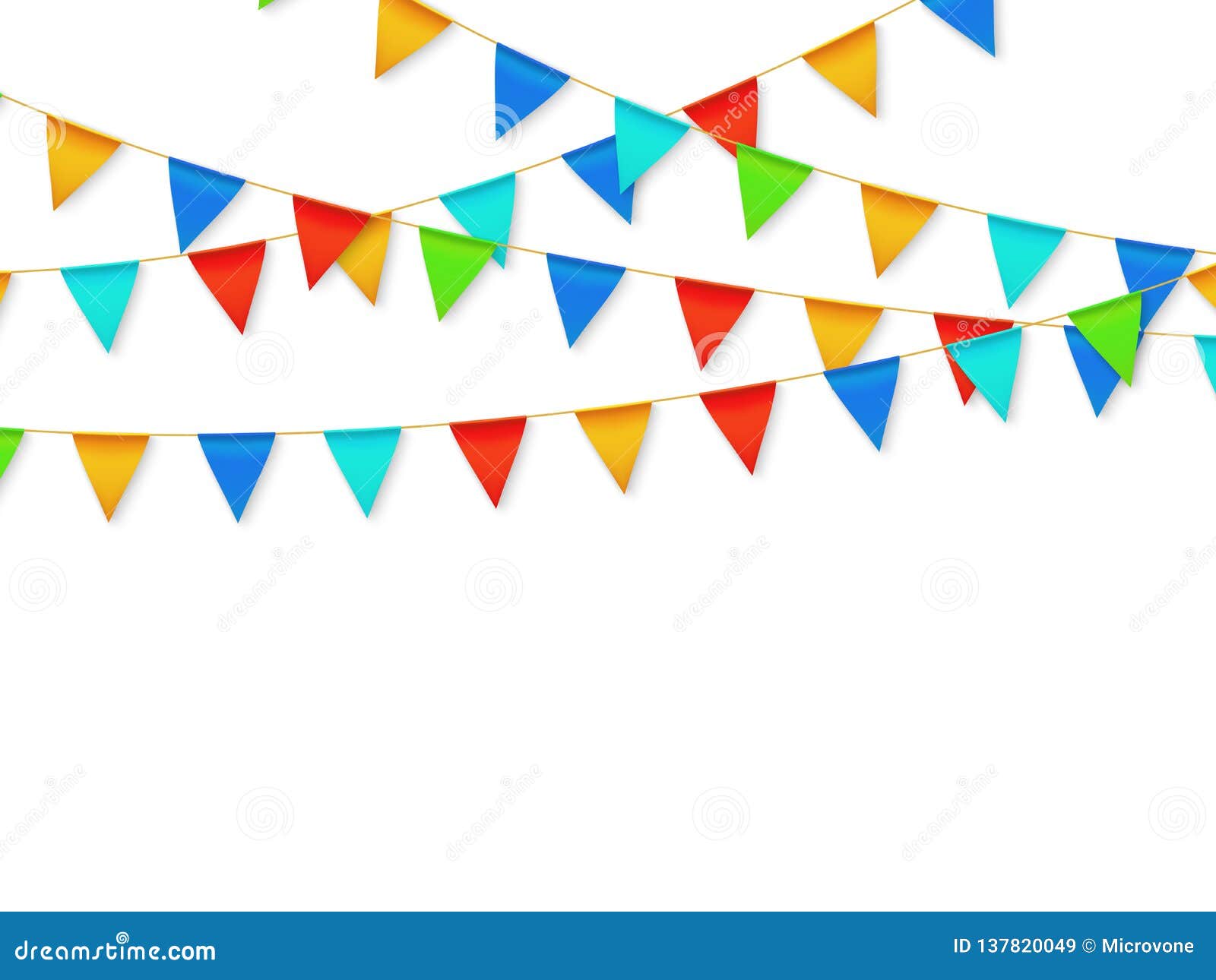 pennant flag garland. birthday party fiesta carnival decoration. garlands with color flags 3d  