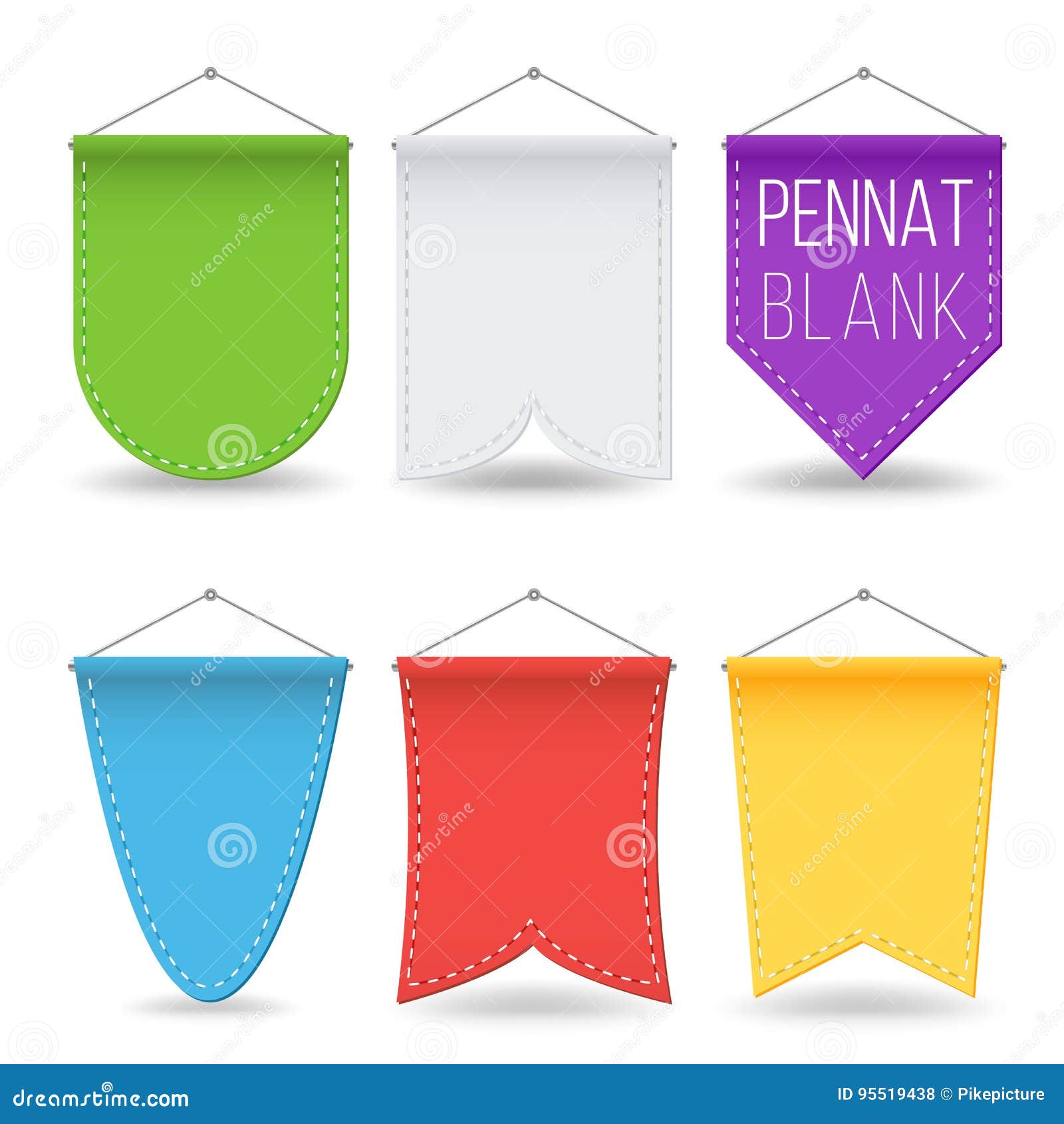 pennant template set . colorful bright hanging empty pennants flags.  