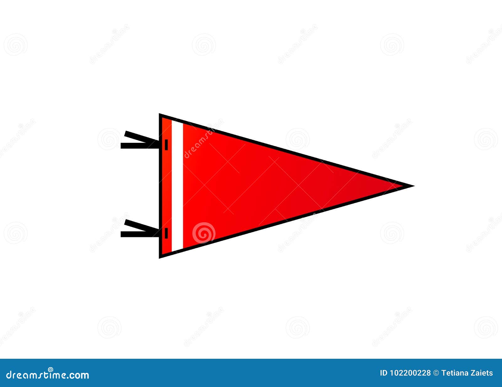 pennant on white background. red flag with white strip in flat style