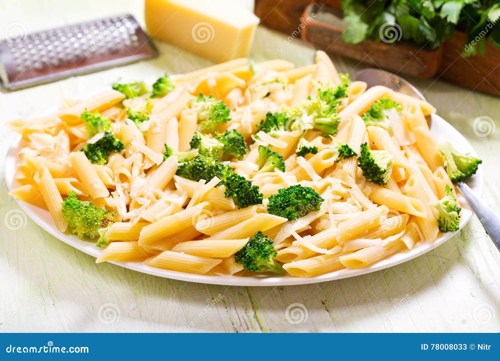 Penne pasta with broccoli stock image. Image of object - 78008033