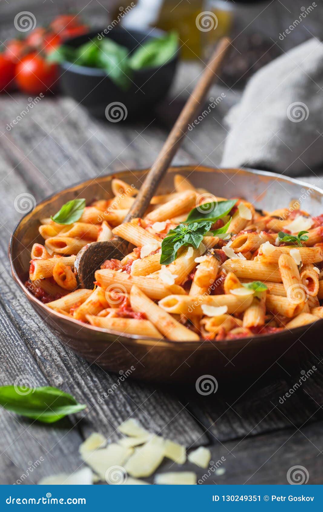 Penne Pasta in Tomato Sauce Stock Image - Image of meal, dinner: 130249351