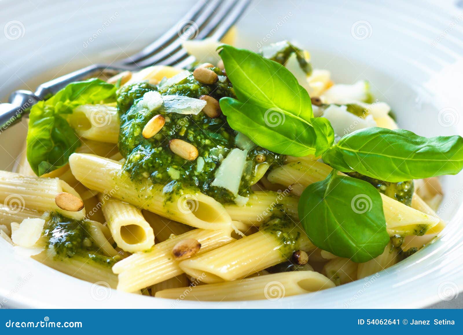 Penne, Penne Ala Pesto Genovese Stock Image Image of close