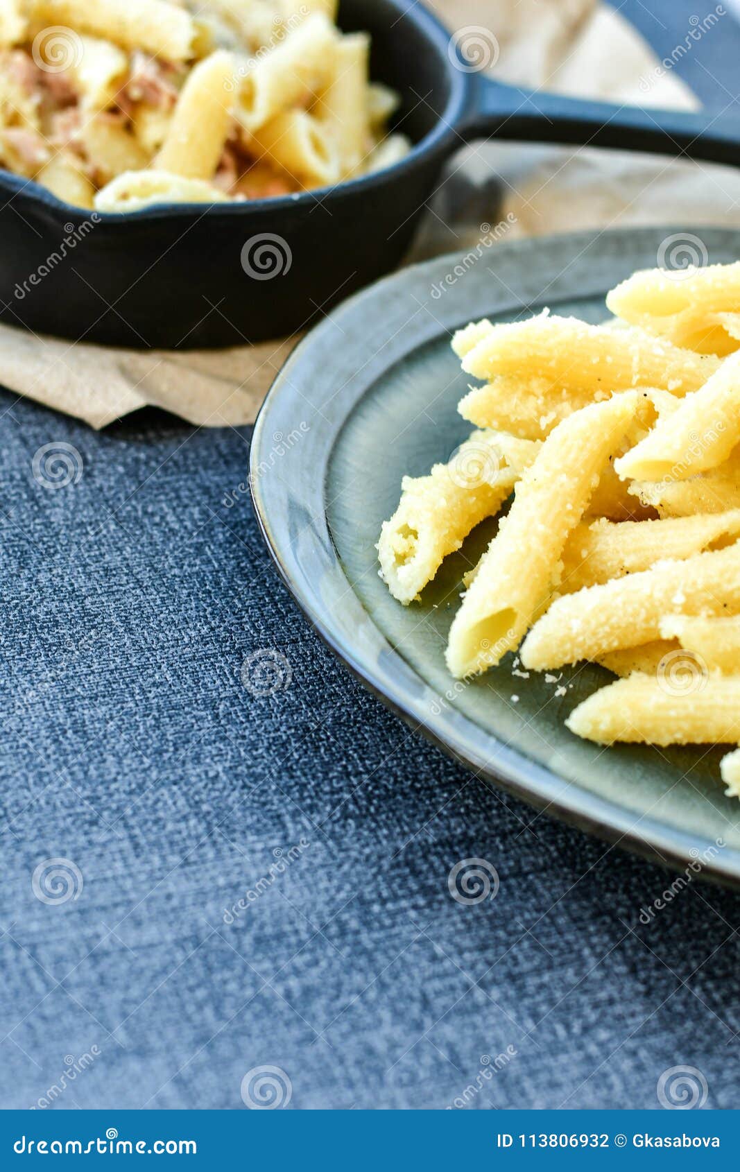 Penne with tuna fish stock photo. Image of food, delicious - 113806932