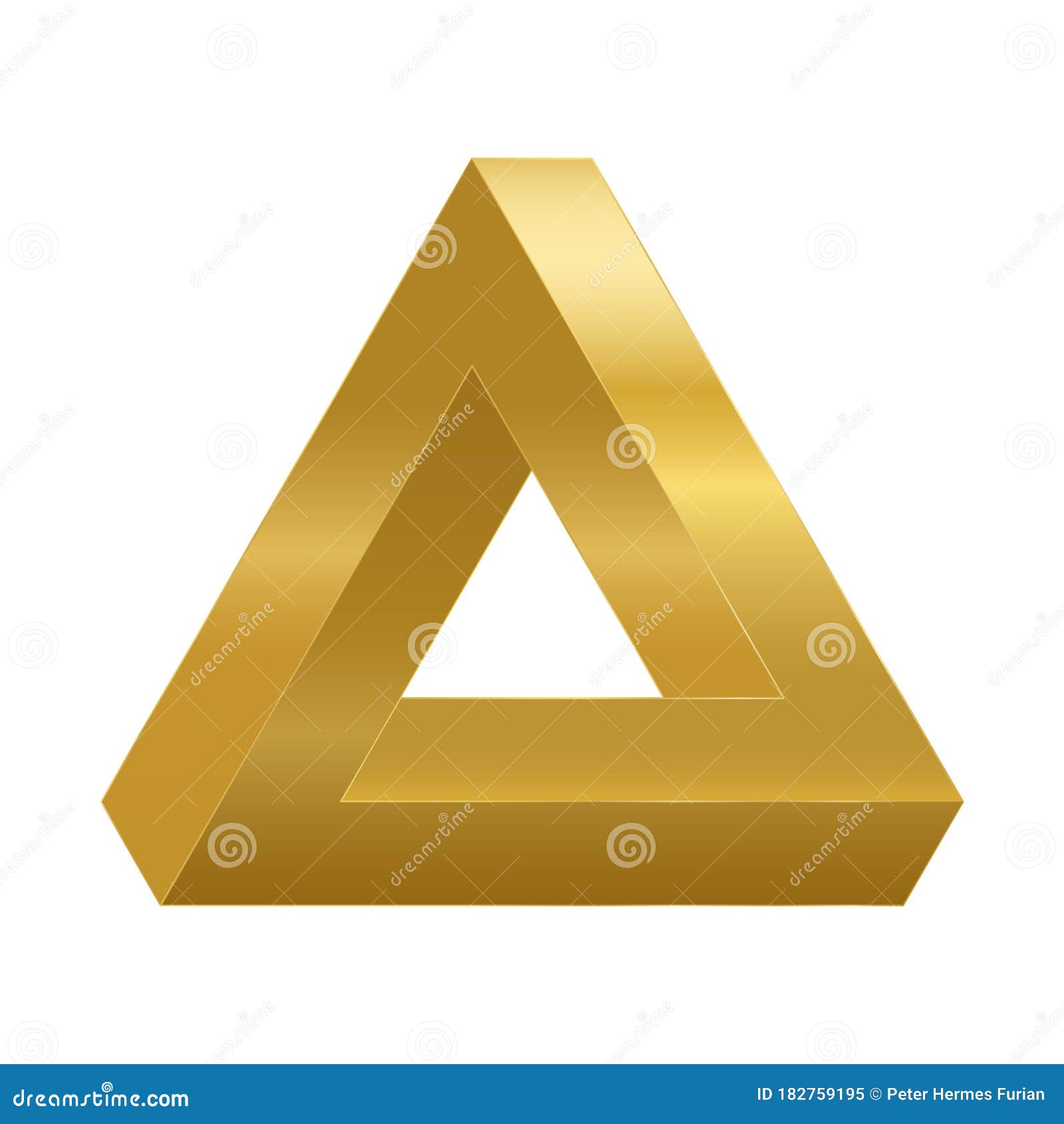 Penrose Triangle Golden Optical Illusion Stock Vector Illustration Of
