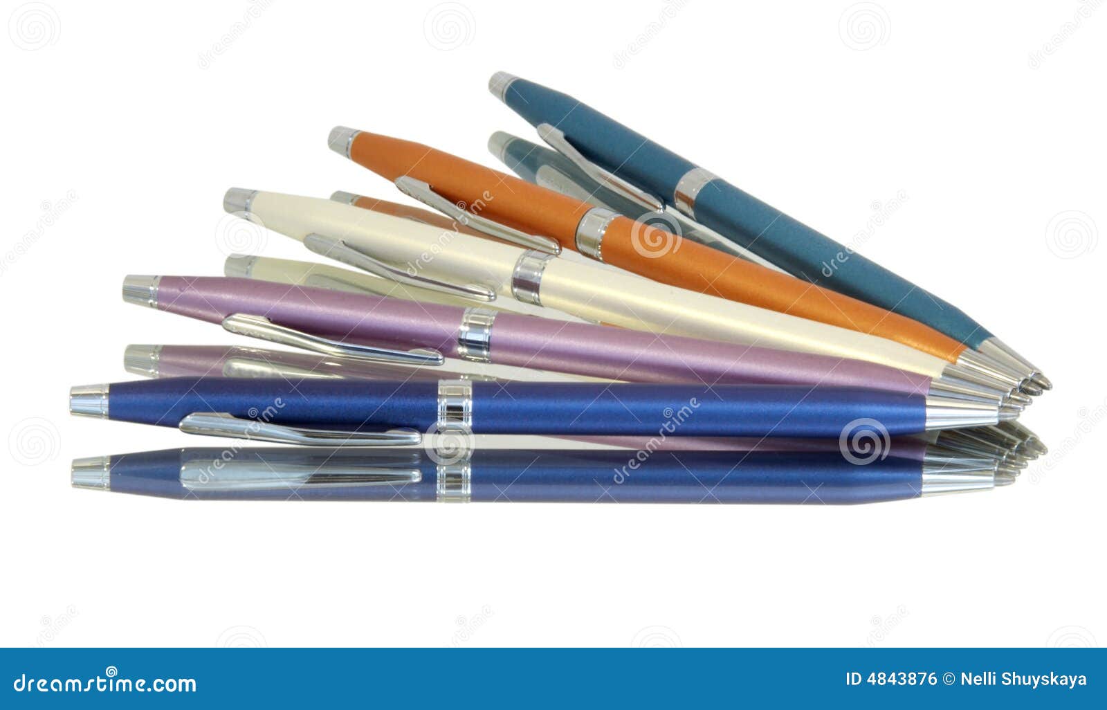 Pens. Five handles on a mirror separately
