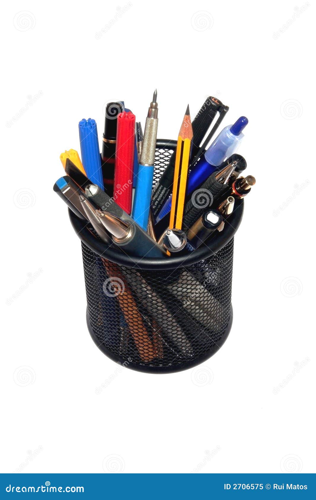 pens and pencils in black holder