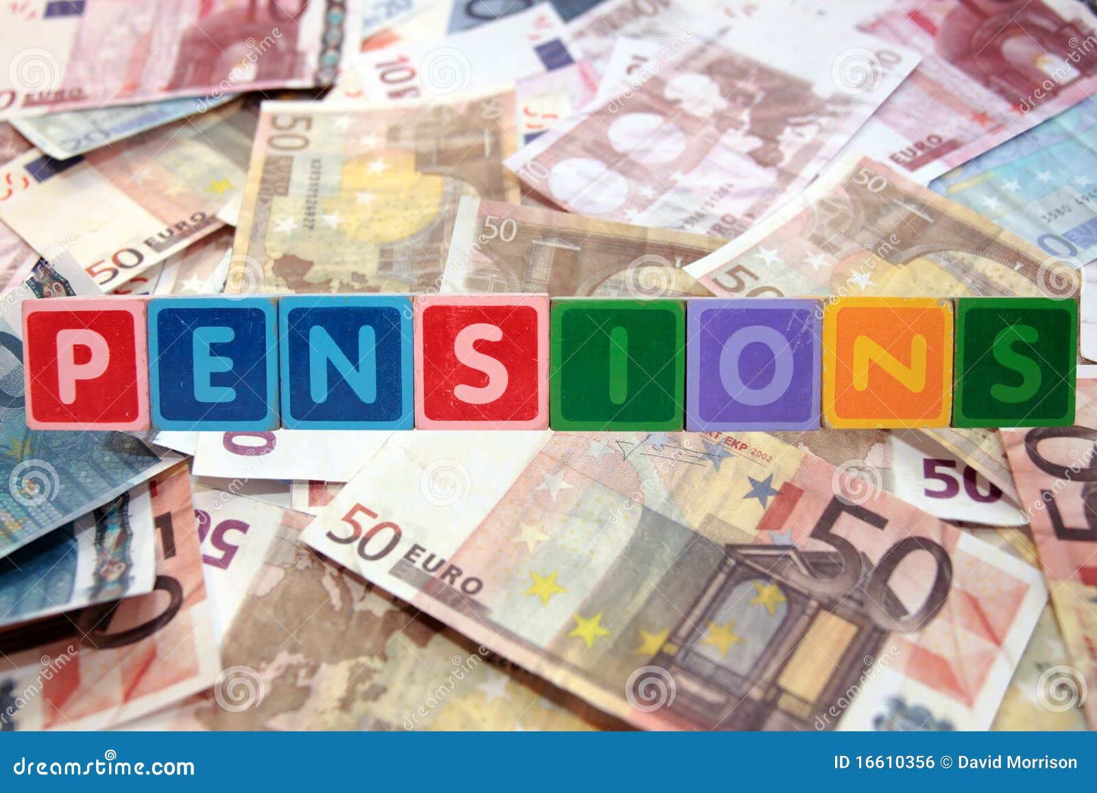 pensions in block letters with euros