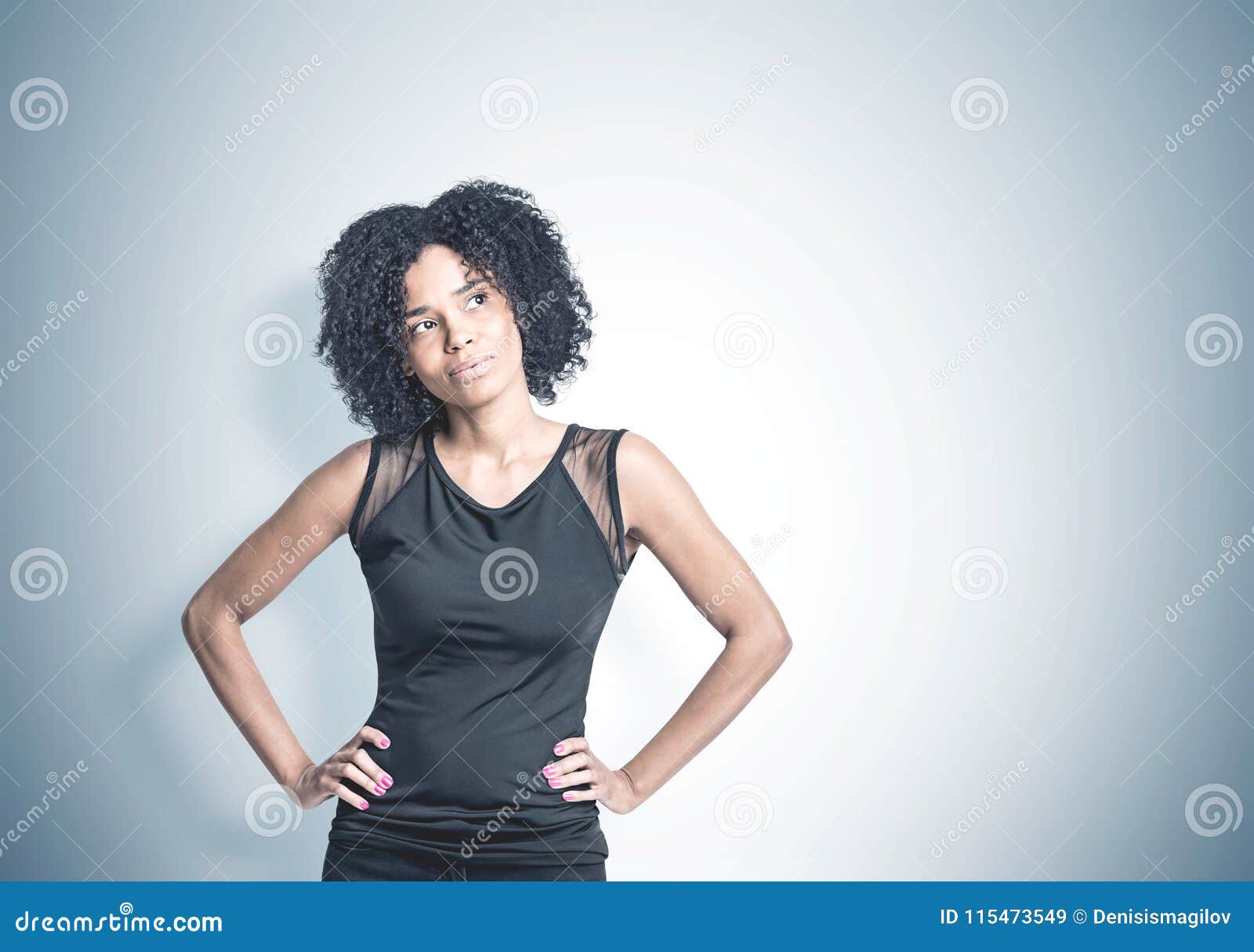 Download Pensive African American Woman, Mock Up Background Stock ...