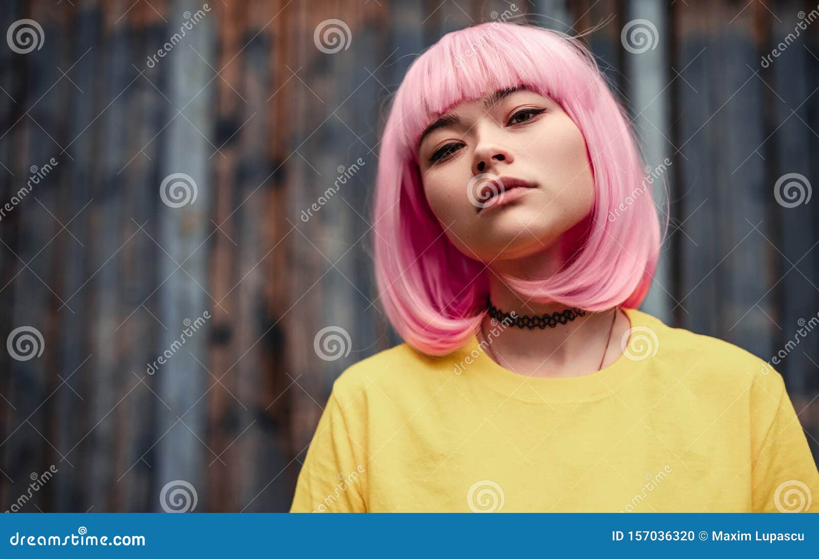Pensive Asian Woman With Pink Hair Stock Photo Image Of Homelanders Adolescent 157036320