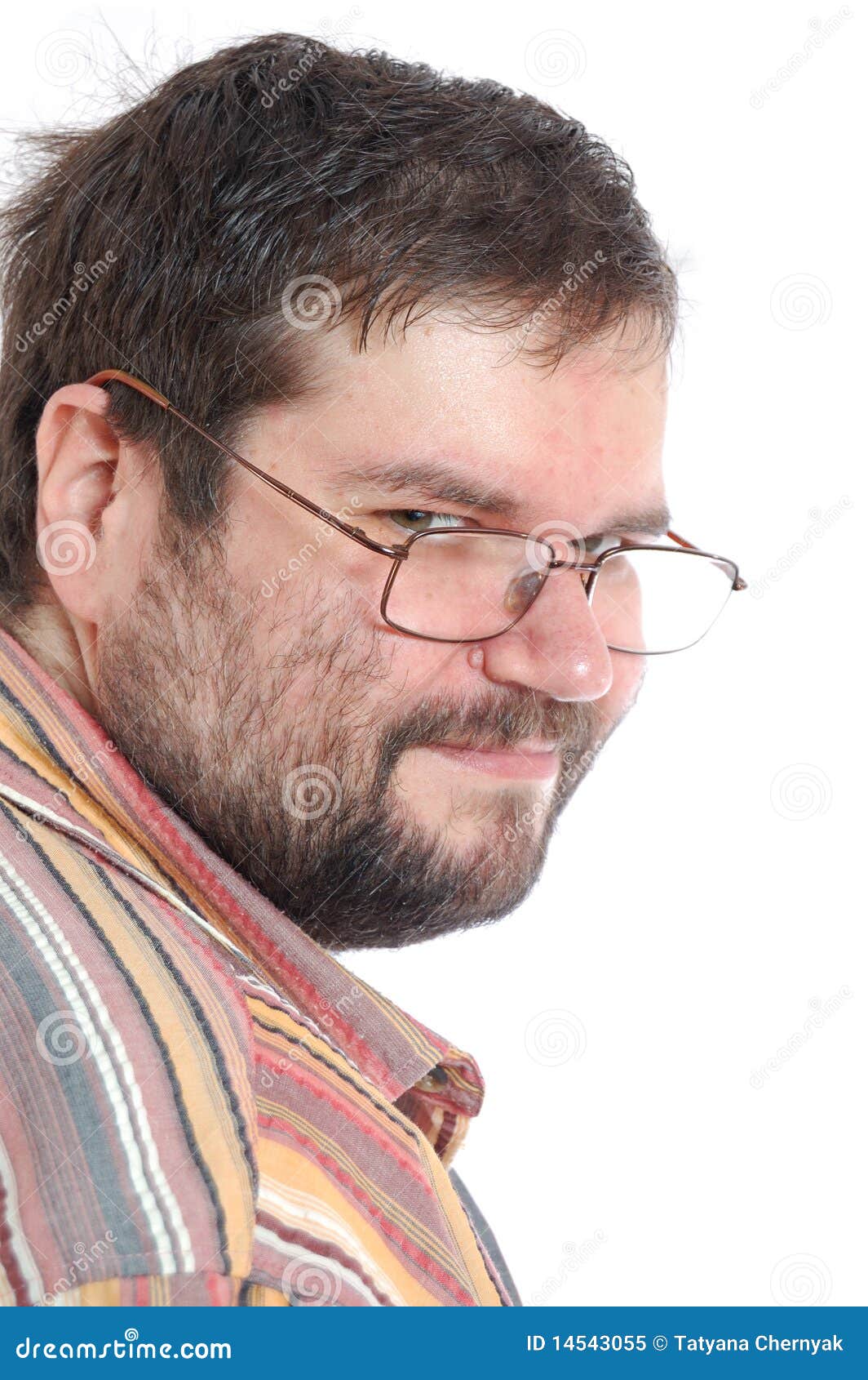 Pensive Overweight Man with Glasses Stock Image Image of pensive