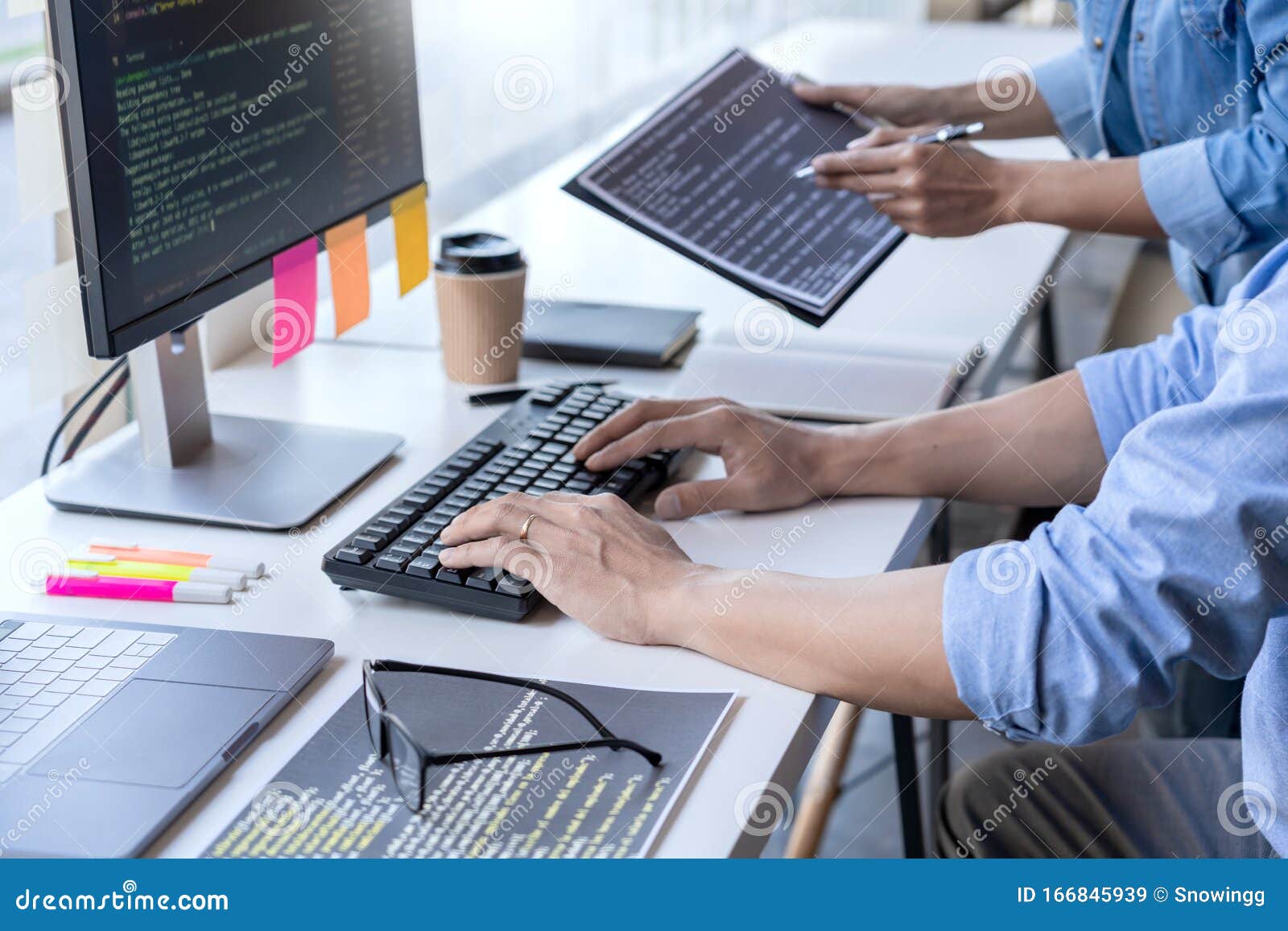 Pensive Programmer Working on on Desktop Pc Programming Code ...