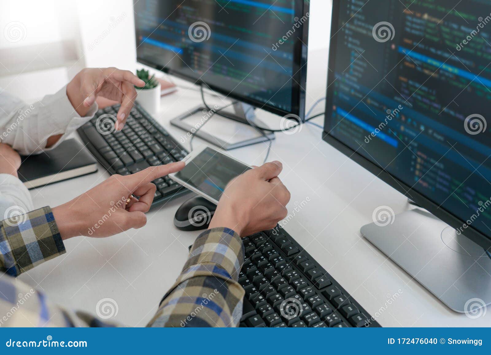 Pensive Programmer Working on Desktop Pc Programming Code Technologies ...