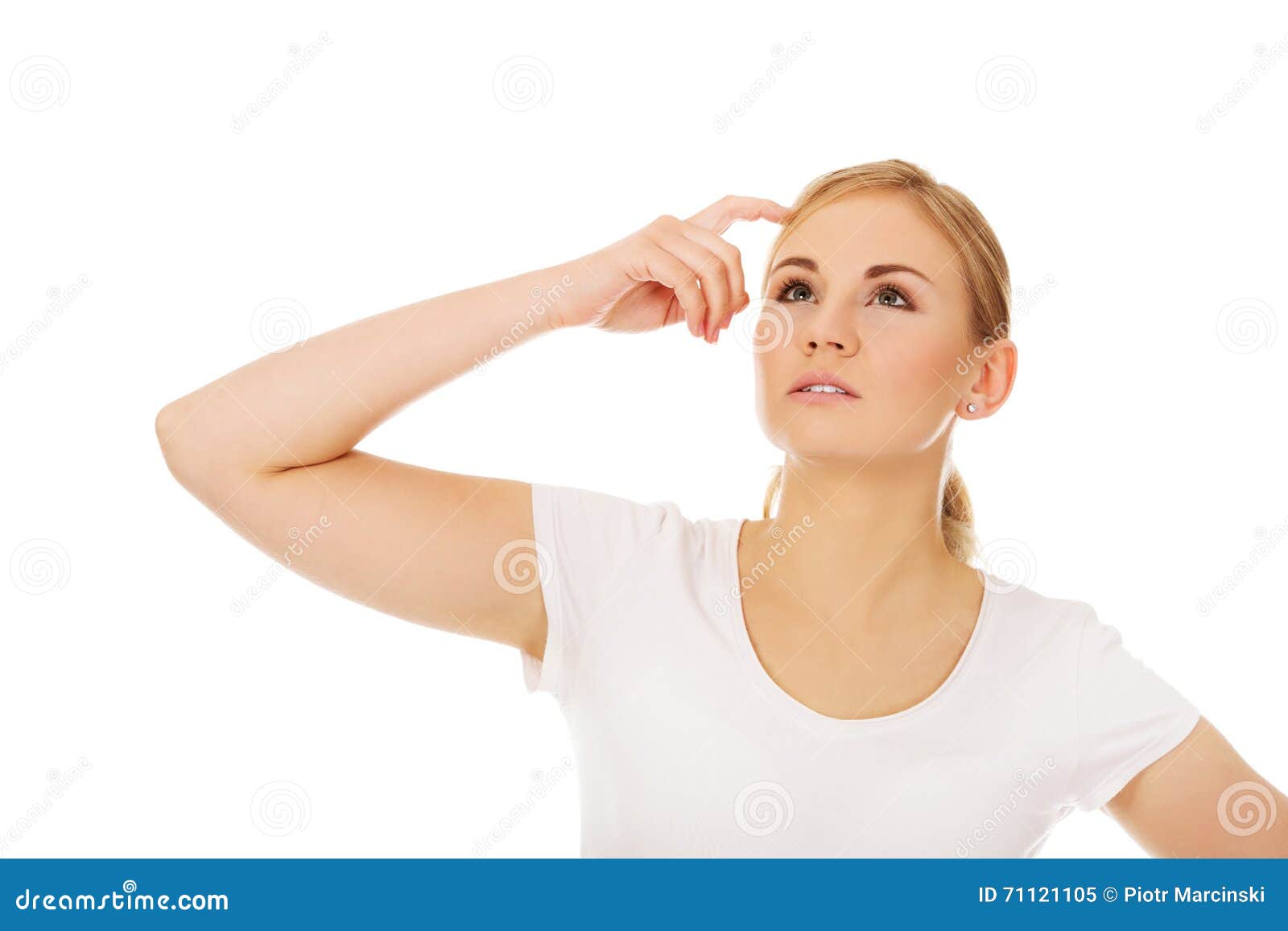Pensive Young Woman Scratching Her Head Stock Image Image of dream