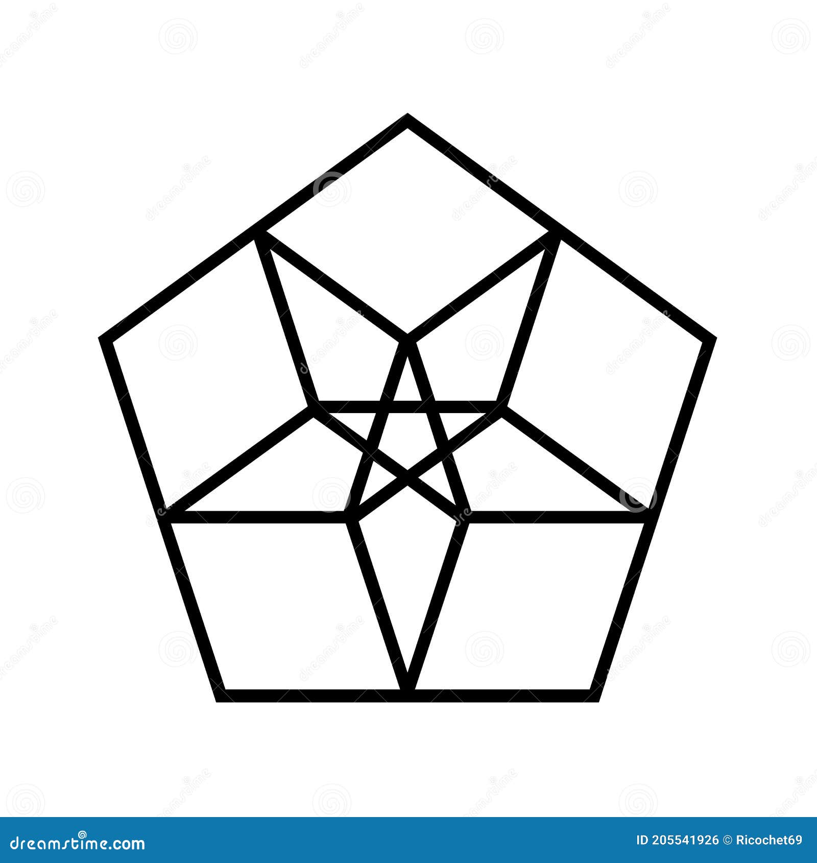 Pentagon with star inside stock illustration. Illustration of concept 205541926