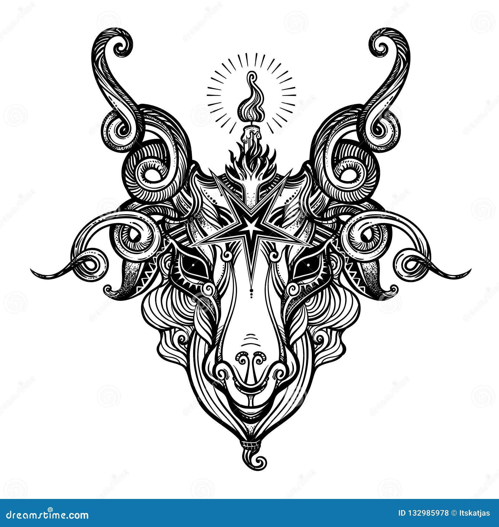 Home Decor Tapestry Wall Hanging Pentagram With Demon Baphomet Satanic Goat Head With Third Eye Binary Satanic Symbol Vector 533043418 for Bedroom Living Room Dorm
