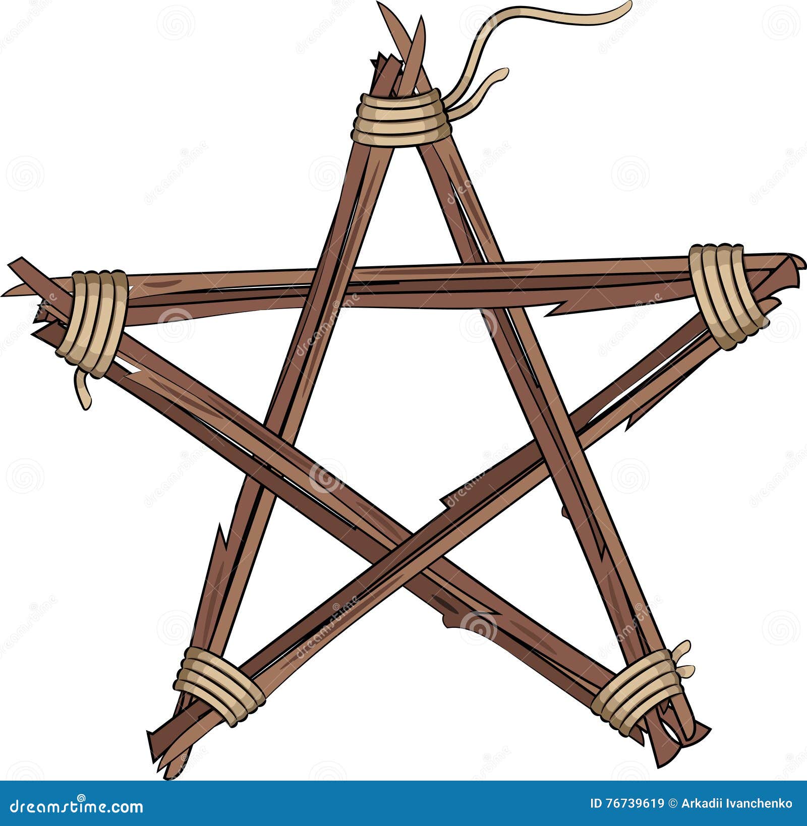Pentagram made of twigs stock vector. Illustration of brown 76739619