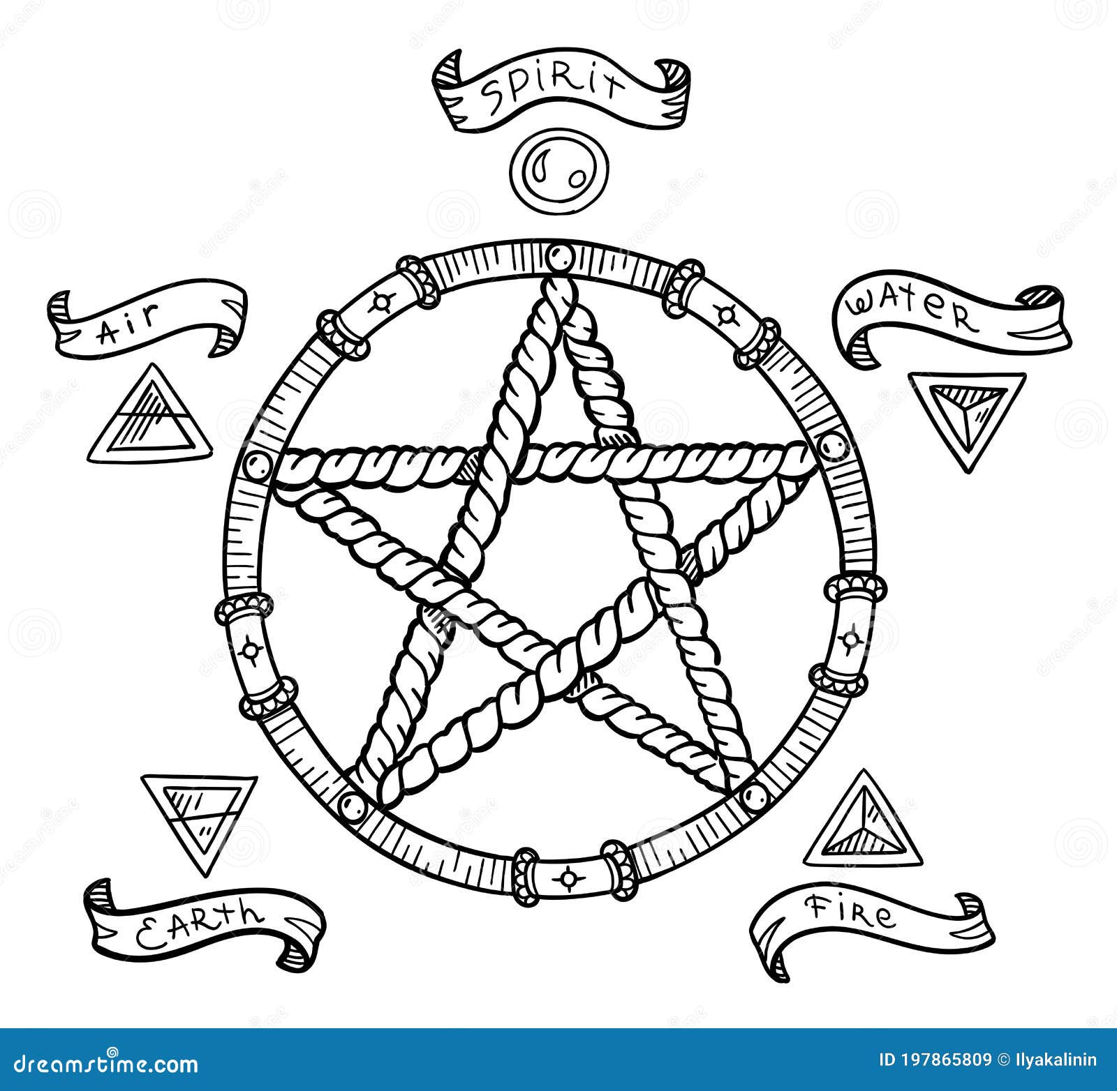 pentagram . magic pentacle circle. mystic and occult s. halloween and esoteric witchcraft. hand drawn sketch