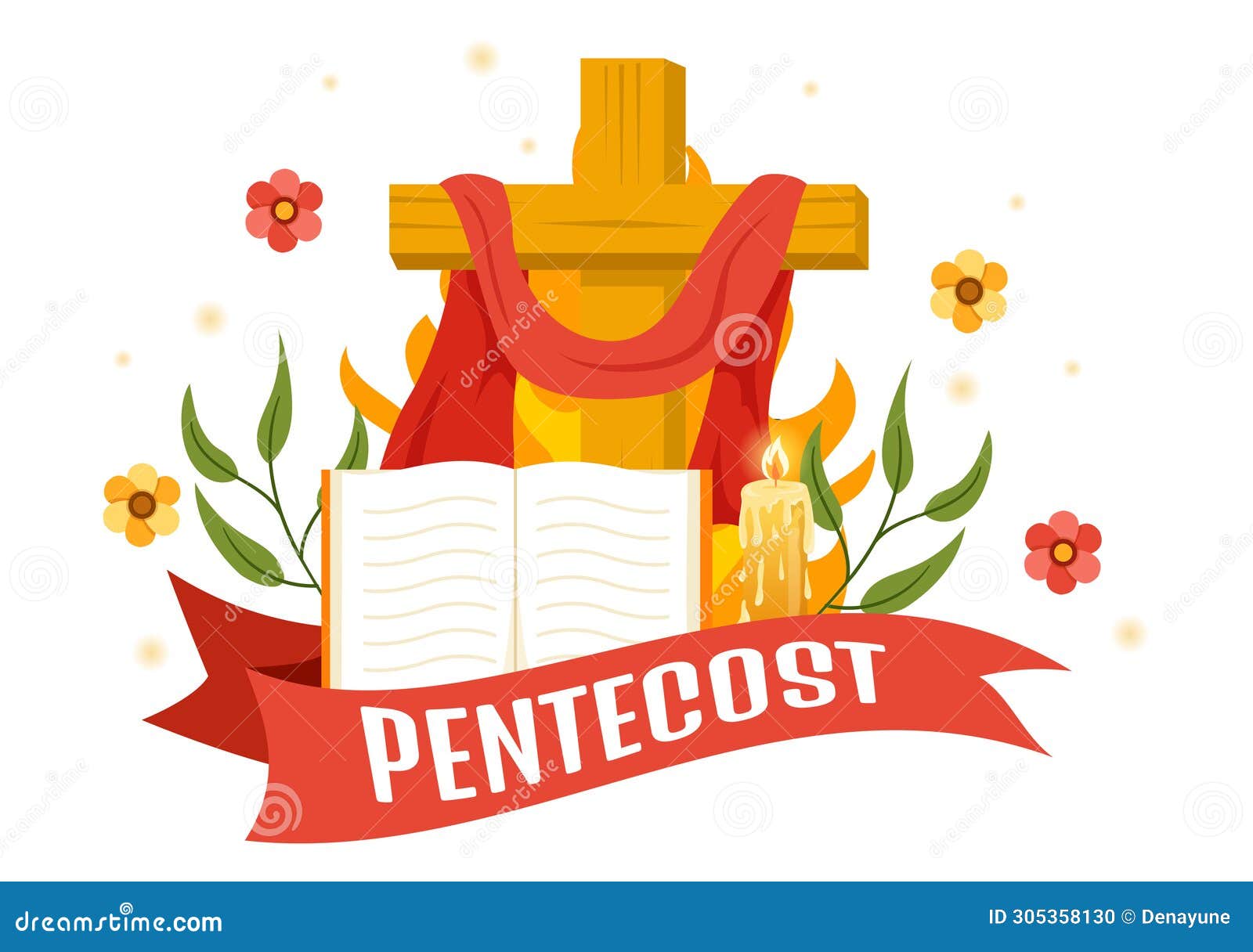 pentecost sunday   with flame and holy spirit dove in catholics or christians religious culture holiday