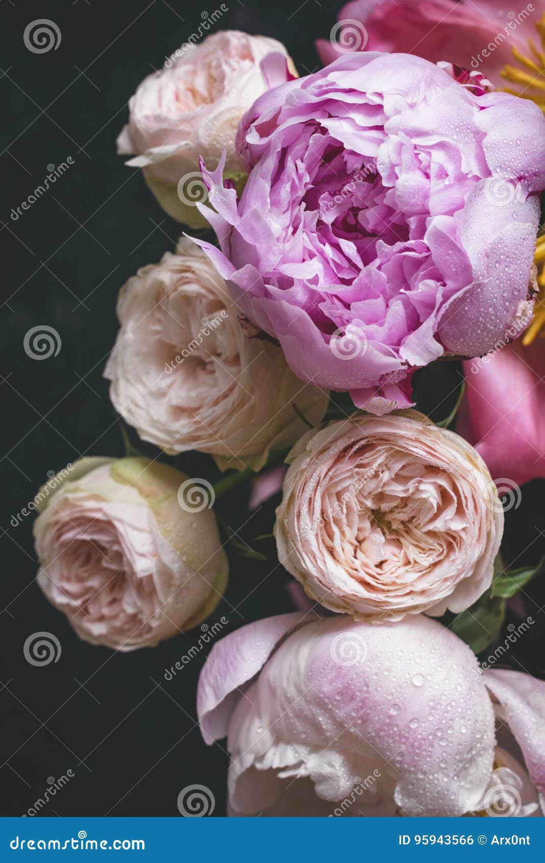 peonies and roses bouquet. shabby chic pastel bouquet