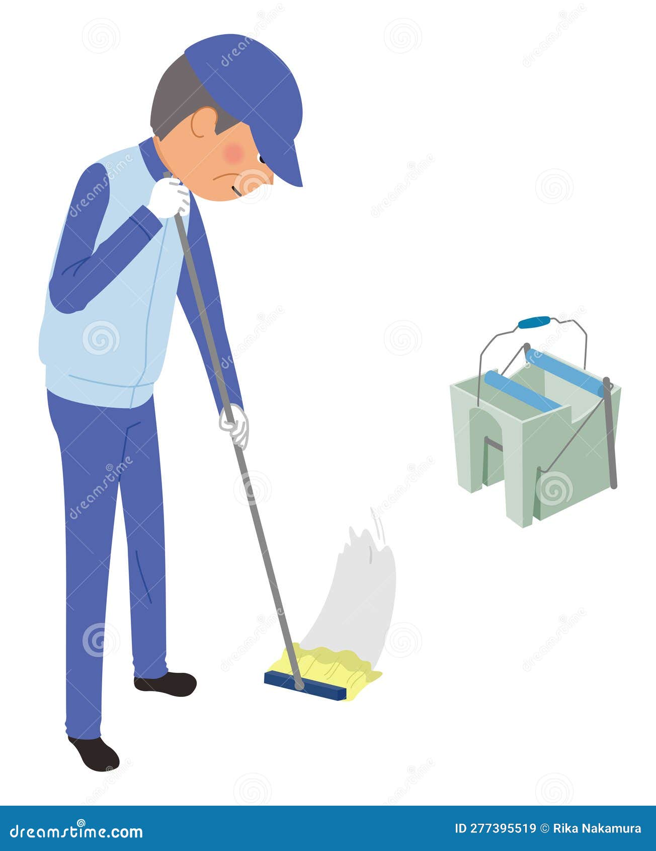 Cleaning staff mopping stock illustration. Illustration of person
