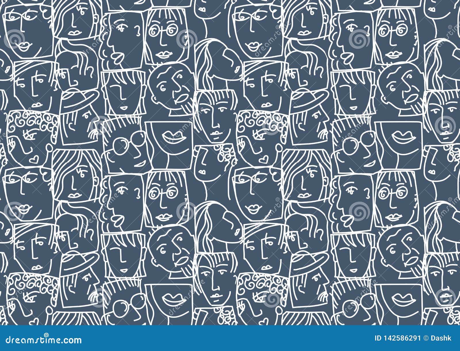 people abstract faces avatars characters invert seamless pattern
