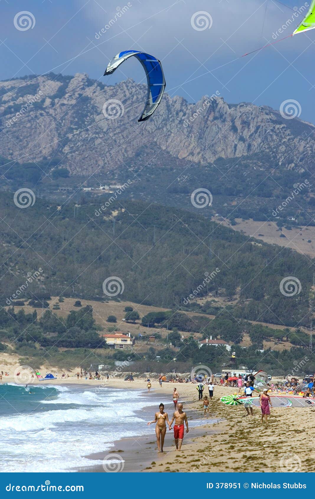 People on Active Kitesurfing Beach in Spain Editorial Photo Image of
