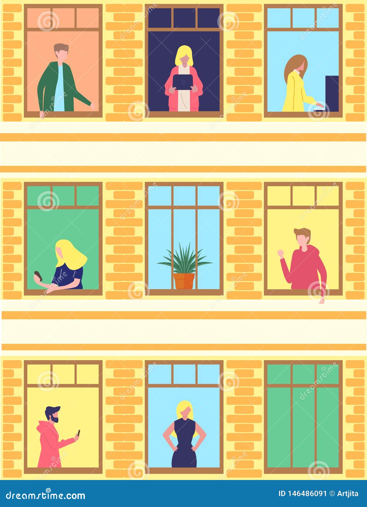 People Activity in Apartment Stock Illustration - Illustration of ...