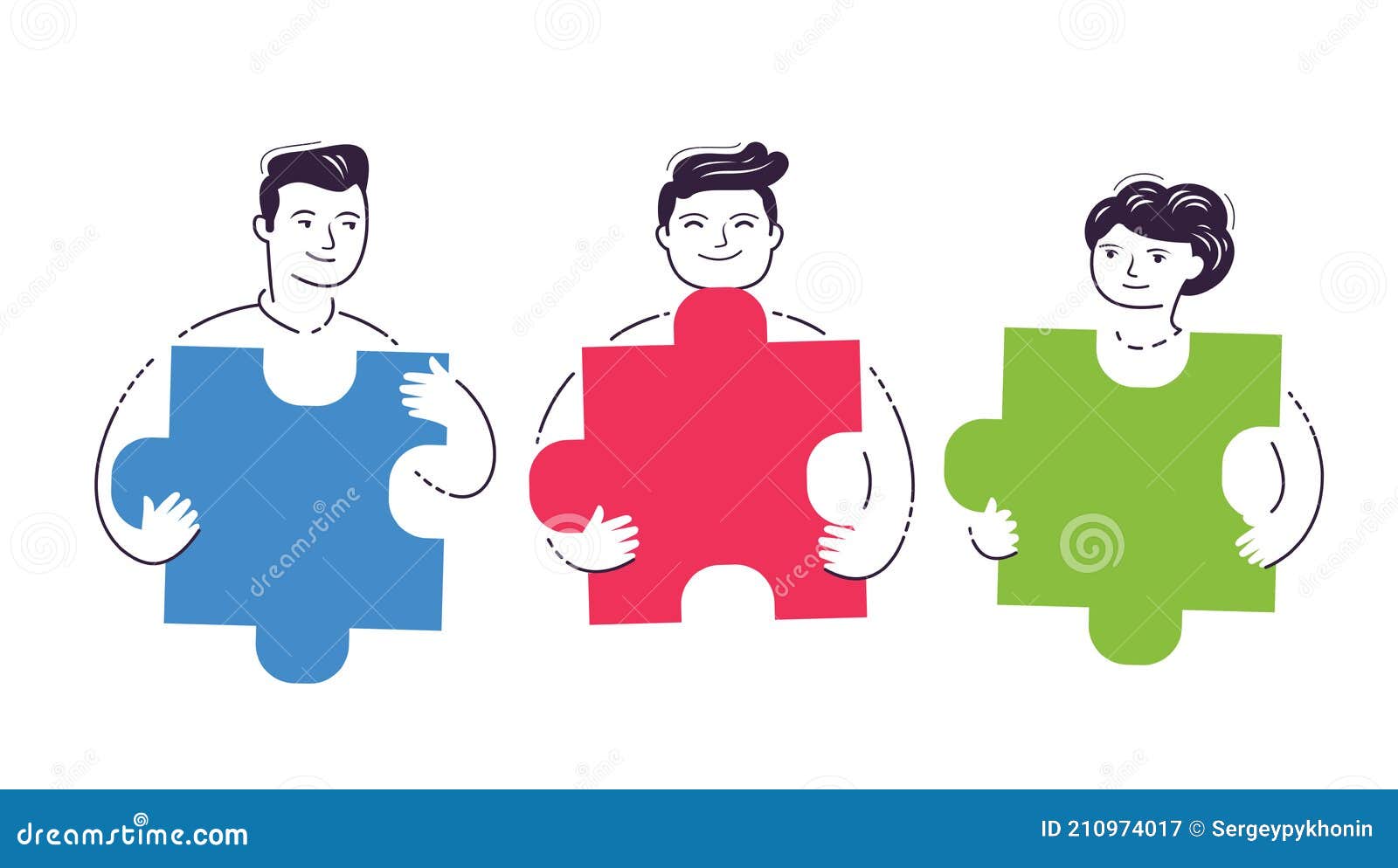 People Assembling Jigsaw Puzzle. Teamwork, Brainstorming Concept Vector ...