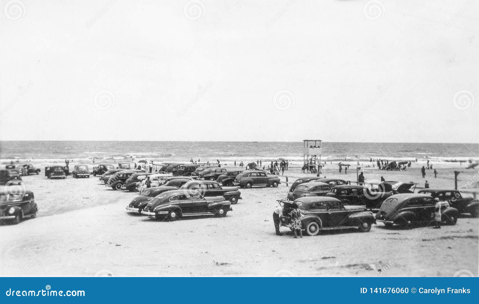 people at the beach late 1940s