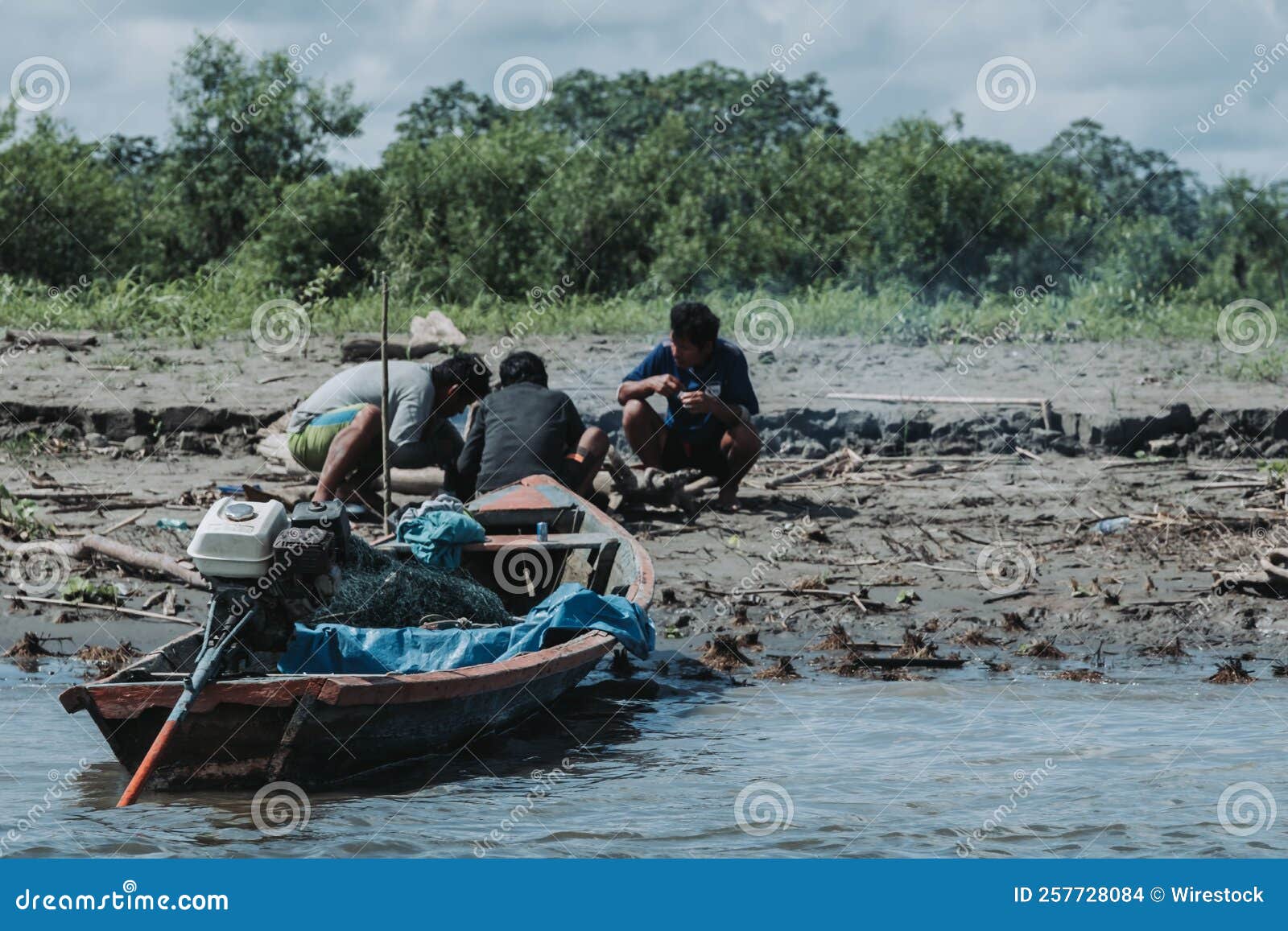 People on the Boat Fishing on the Amazon River Editorial Stock Image