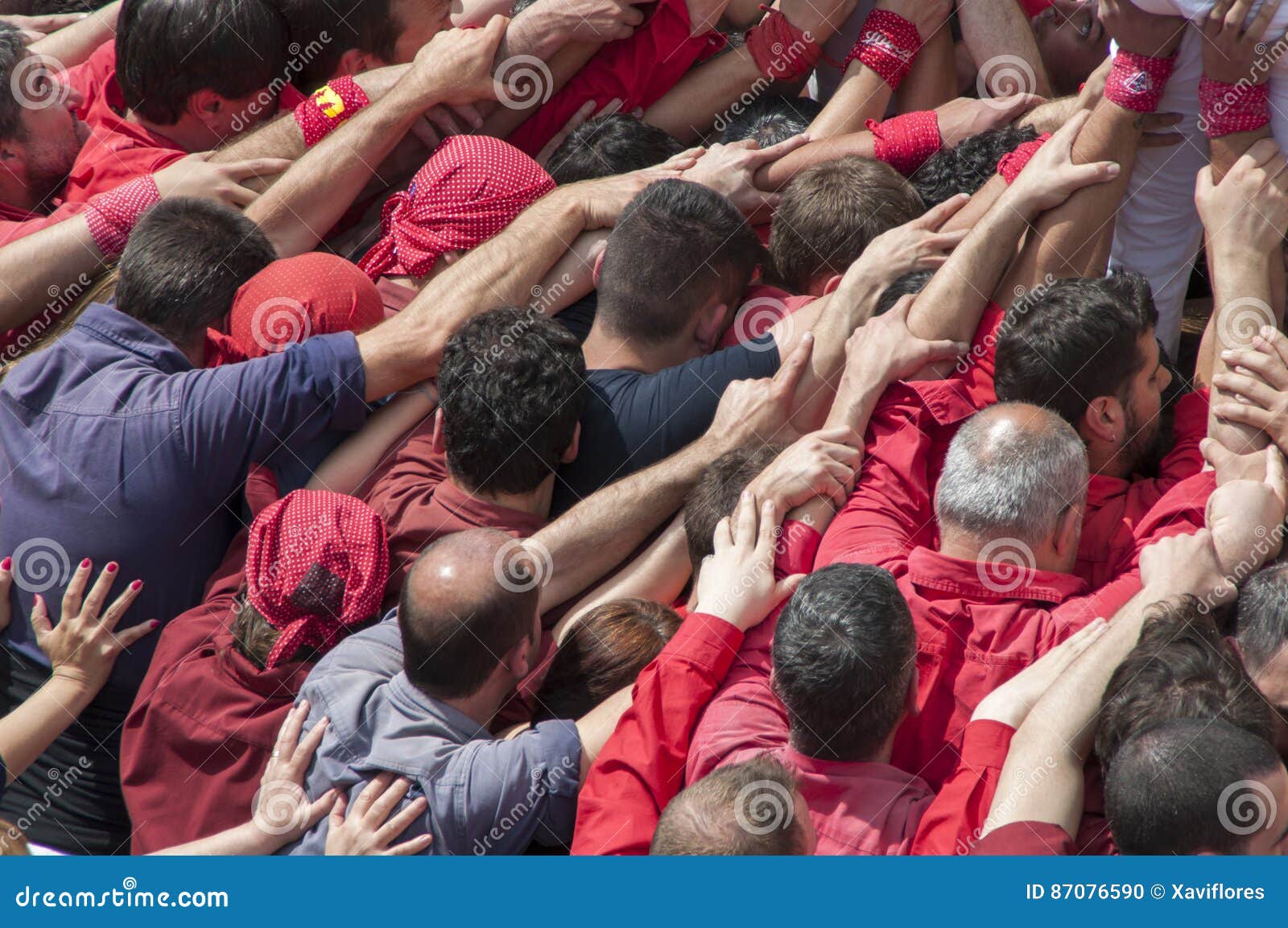 People Building Castells or Human Towers Editorial Image - of human, cooperation: 87076590
