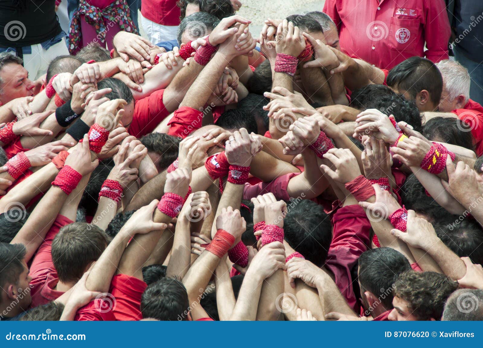 Building Castells or Human Towers Editorial Image of succes, effort: 87076620