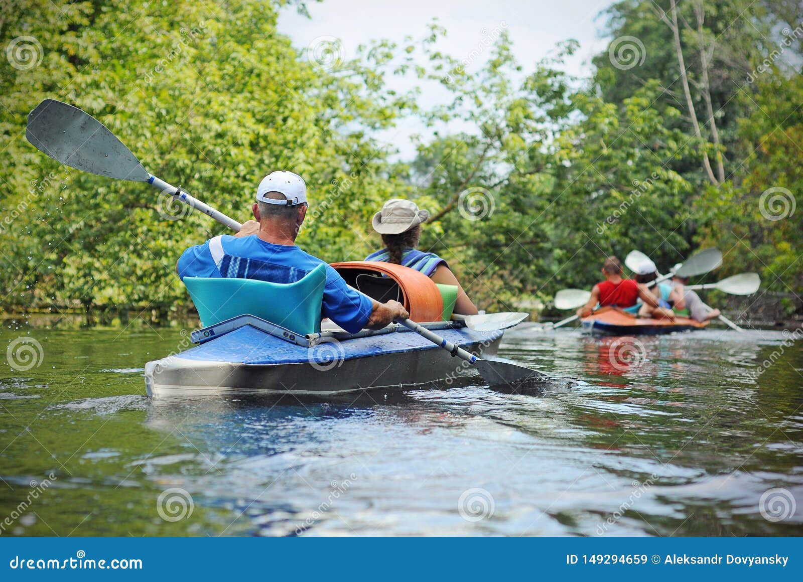 People Canoeing Small River Summer People Canoe River 149294659 