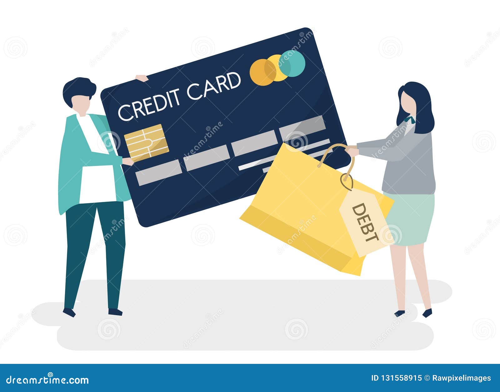 people characters and credit card debt concept 