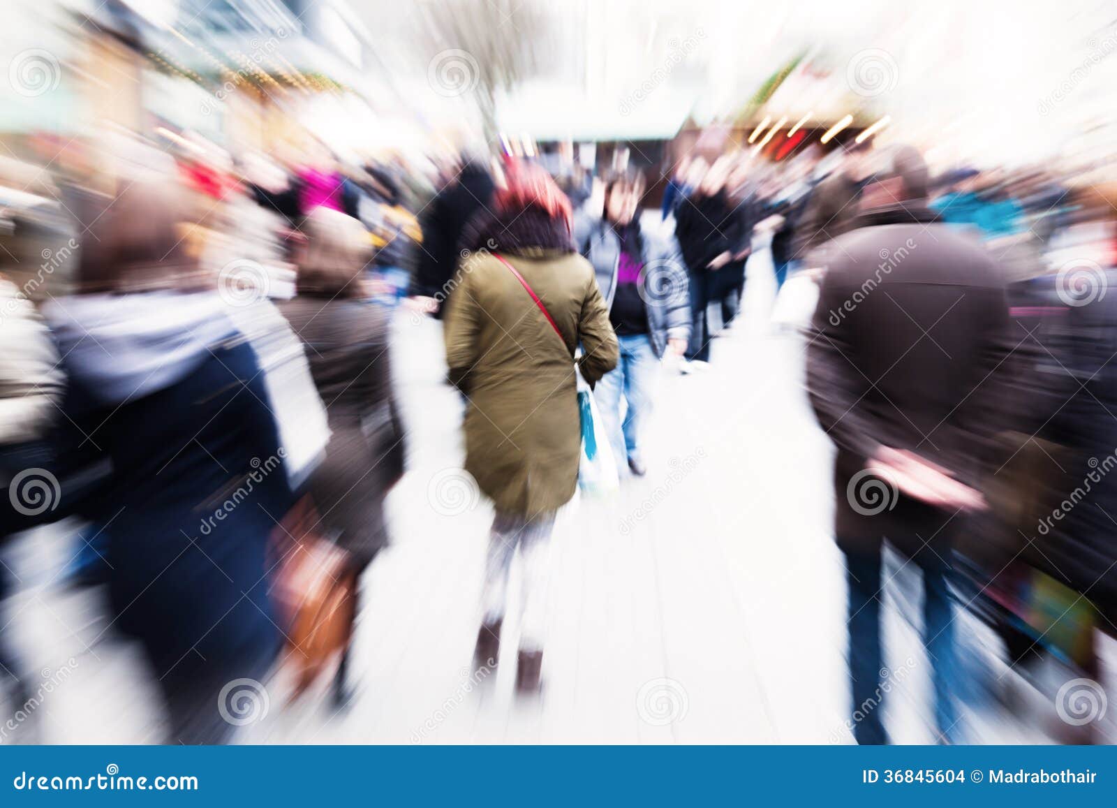 People in the City with Creative Zoom Effect Stock Photo Image of